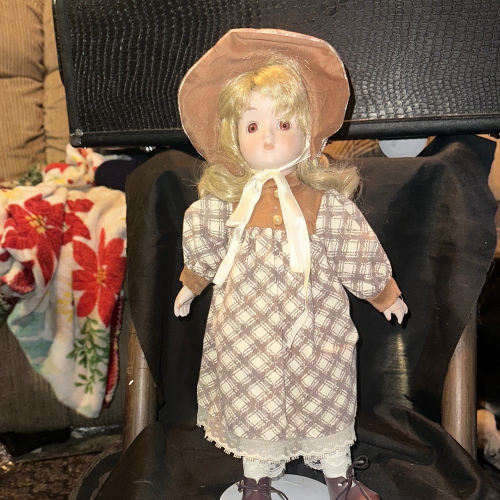 Charming Doll with Orange Hat and Blonde Hair